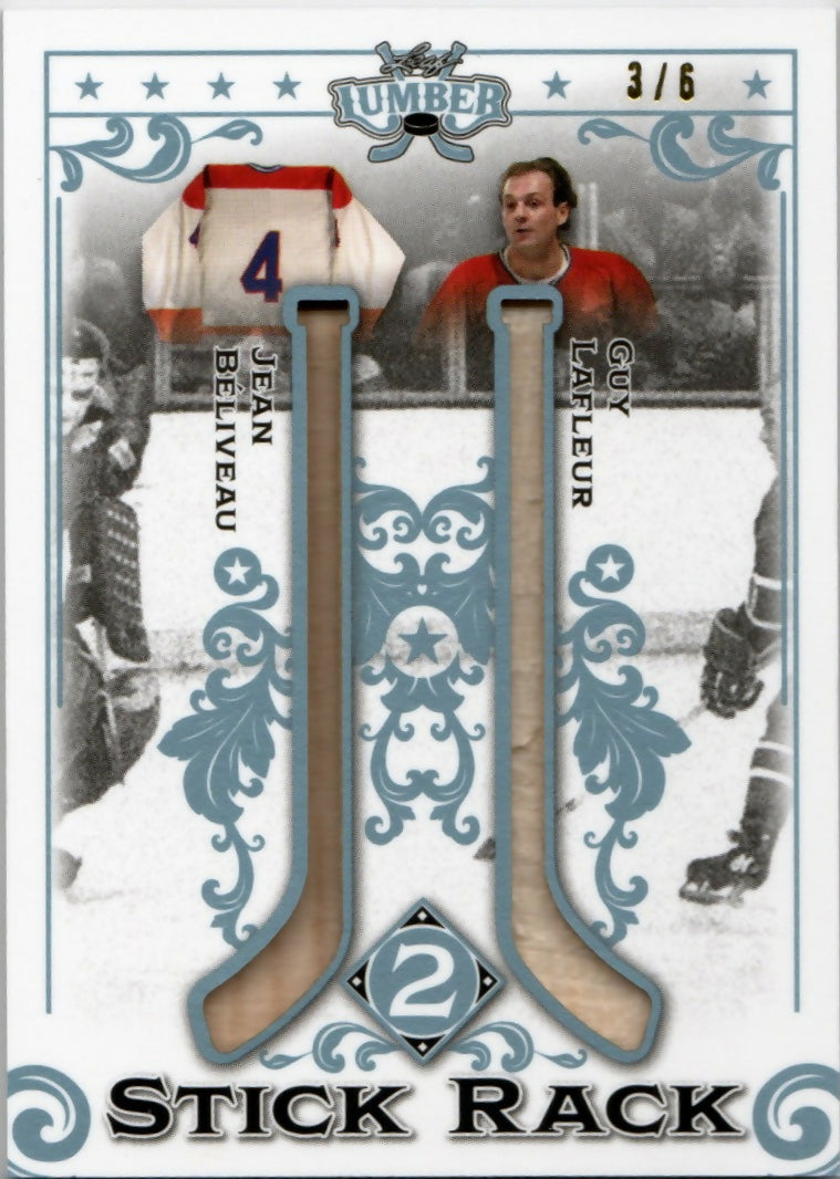 2022 Leaf Lumber - Stick Rack :6 #SR2-14 Jean Beliveau:Guy Lafleur - A