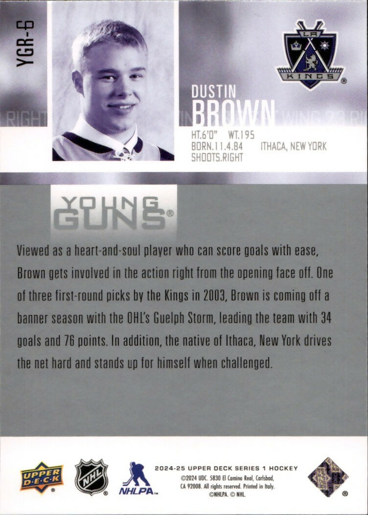 2024-25 Upper Deck Series 1 Hockey - Young Guns Renewed #YGR-6 Dustin Brown - Los Angeles Kings