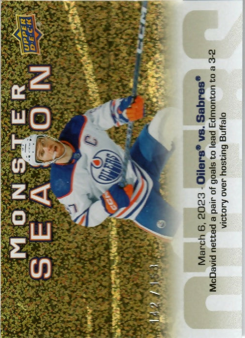 2023-24 Upper Deck Series 2 Hockey - Monster Season /153 #MS-65 Connor McDavid - Edmonton Oilers