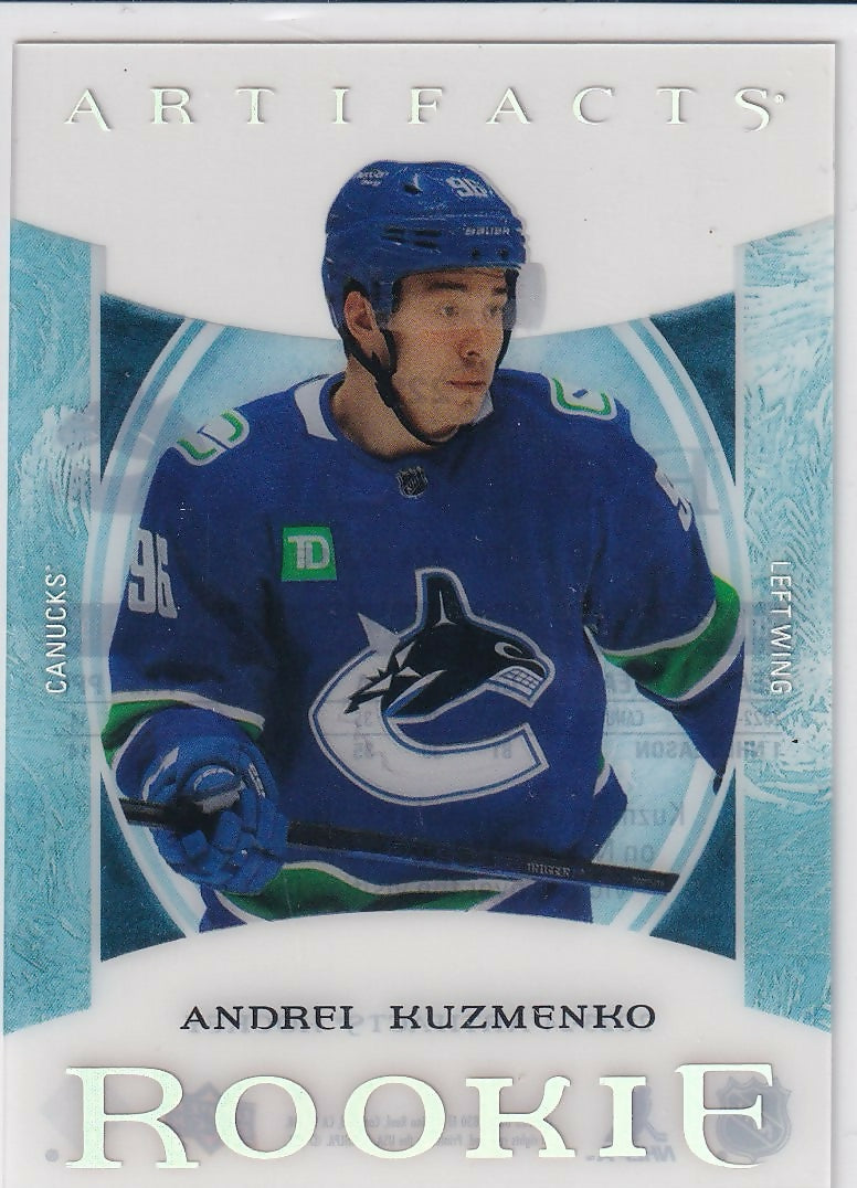 2023-24 Upper Deck Artifacts 2022-23 Upper Deck Artifacts Update Clear Cut Rookies #229 Andrei Kuzmenko Vancouver Canucks