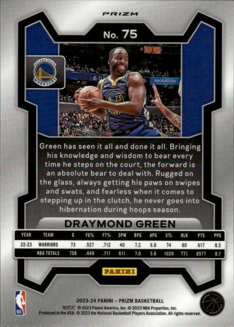 2023-24 Panini Prizm Basketball Base - Red White and Blue Prizm #75 Draymond Green, Golden State Warriors - B