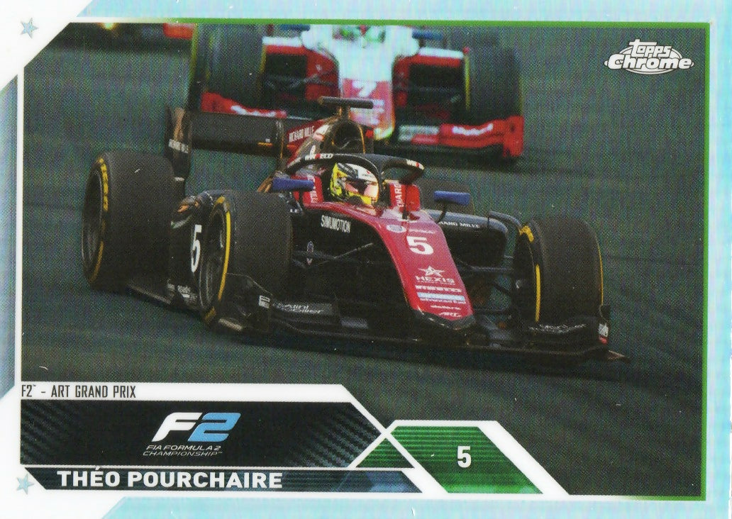 2023 Topps Chrome Formula 1 Base #130 - F2 Cars - Refractor Theo Pourchaire - F2 Art Grand Prix - A