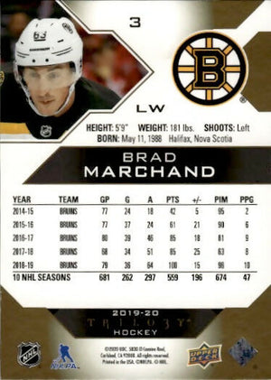 2019-20 Upper Deck Trilogy Hockey - Base #3 Brad Marchand - Boston Bruins