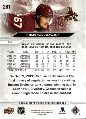 2023-24 Upper Deck Series 2 Hockey - Base #261 Lawson Crouse - Arizona Coyotes - B