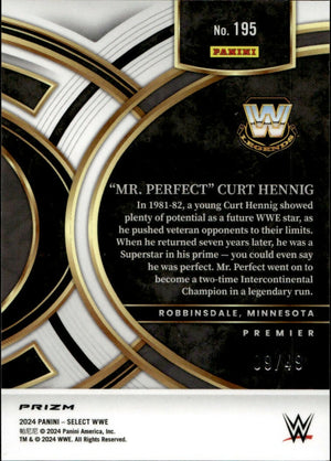 2024 Panini Select WWE - Premier - Orange Prizm :49 #195 %22Mr.Perfect%22 Curt Henning - B