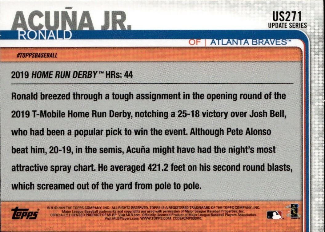 2019 Topps Update #US271 Ronald Acuna Jr. Atlanta Braves