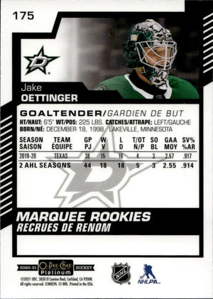 2020-21 Upper Deck O-Pee-Chee Platinum - Base - Marquee Rookie #175 Jake Ottinger - Dallas Stars - B