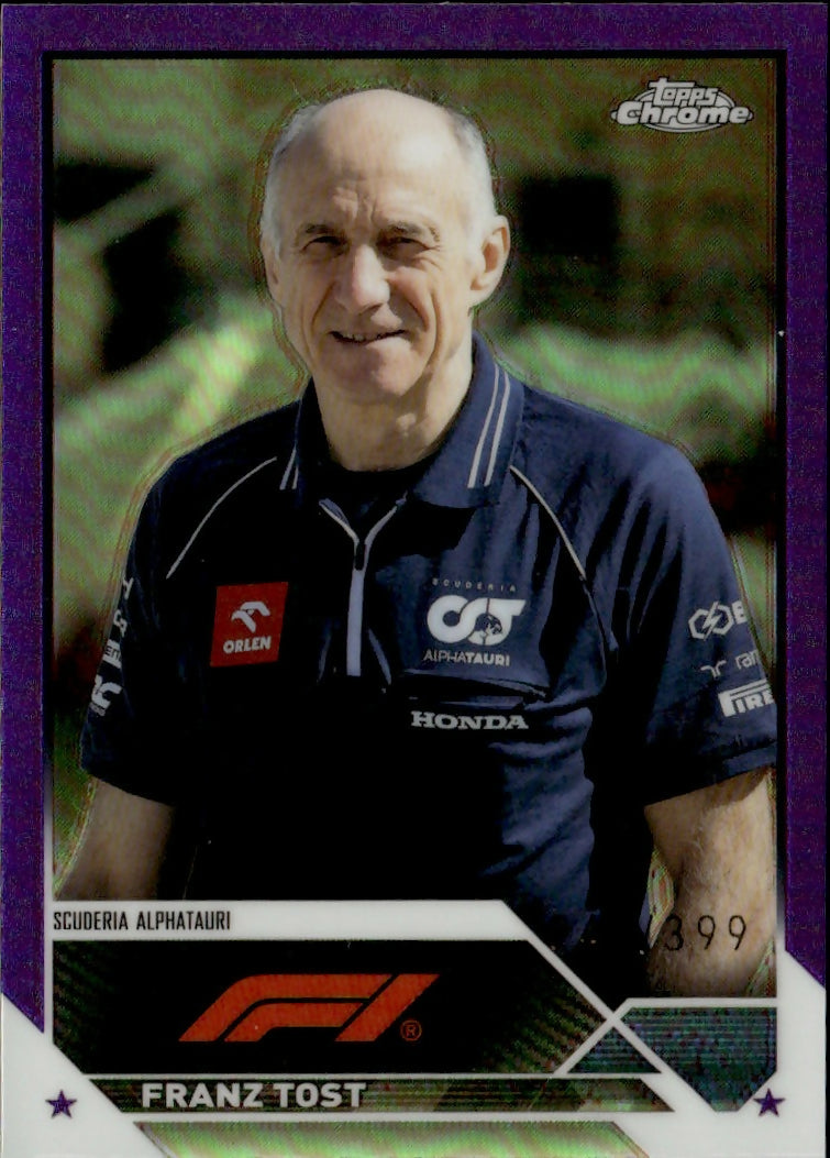 2023 Topps Chrome Formula 1 Base #98 - F1 Crew Team - Refractor - Purple :399 Franz Tost - Scuderia Alphatauri - A