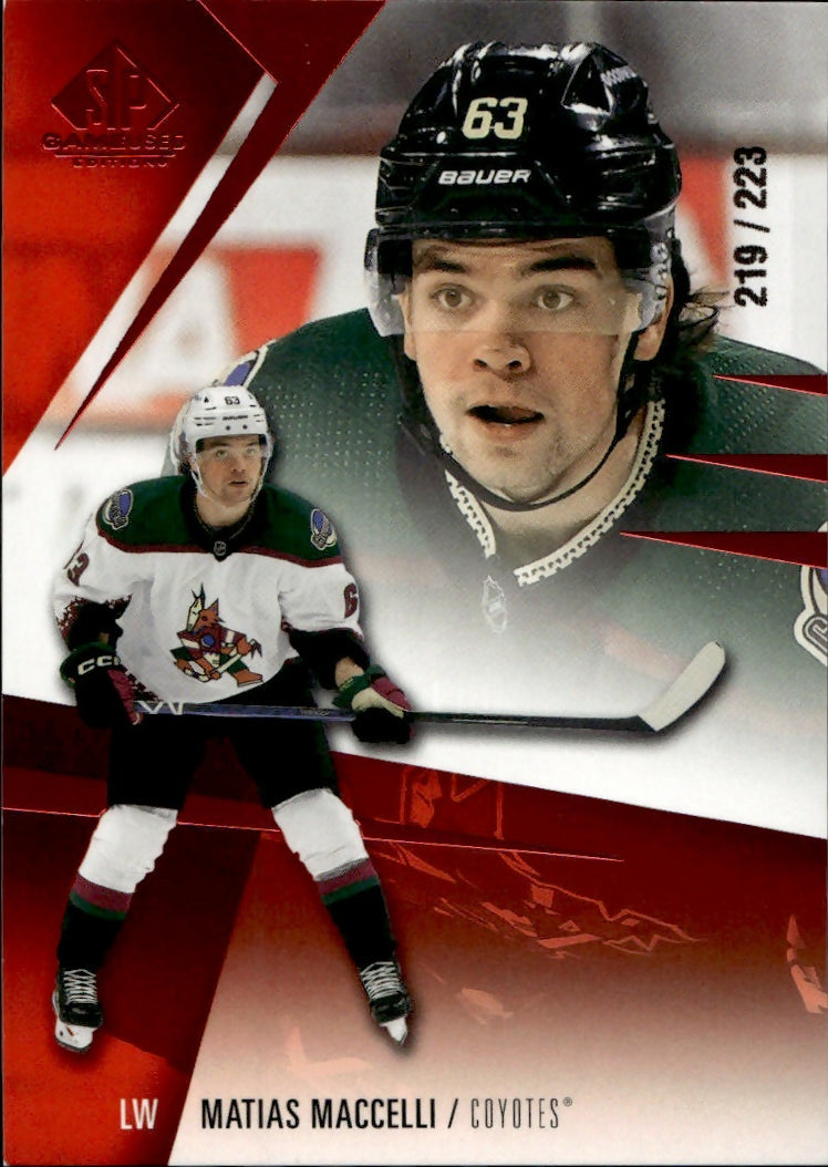 2023-24 Upper Deck SP Game Used Hockey - Base - Red :223 #21 Matias Maccelli - Arizona Coyotes - A