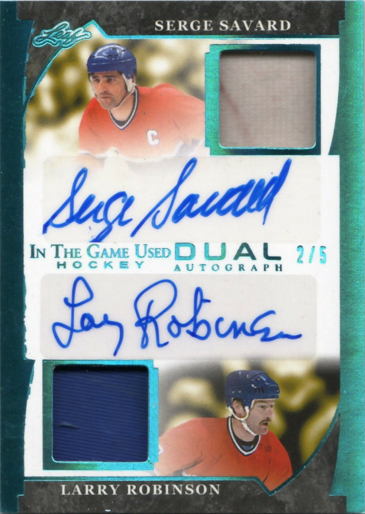 2023 Leaf In The Game Used Hockey - Duel Autographs :5 #GUD-19 Derge Savard:Larry Robinson - A
