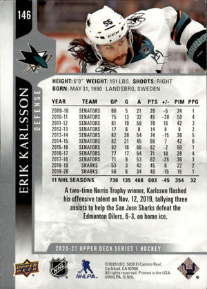 2020-21 Upper Deck Series 1 Hockey #146 Erik Karlsson - San Jose Sharks