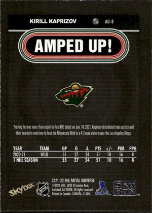 2021-22 Upper Deck Skybox Metal Universe Hockey - Amped Up #AU-8 Kirill Kaprizov - Minnesota Wild - B