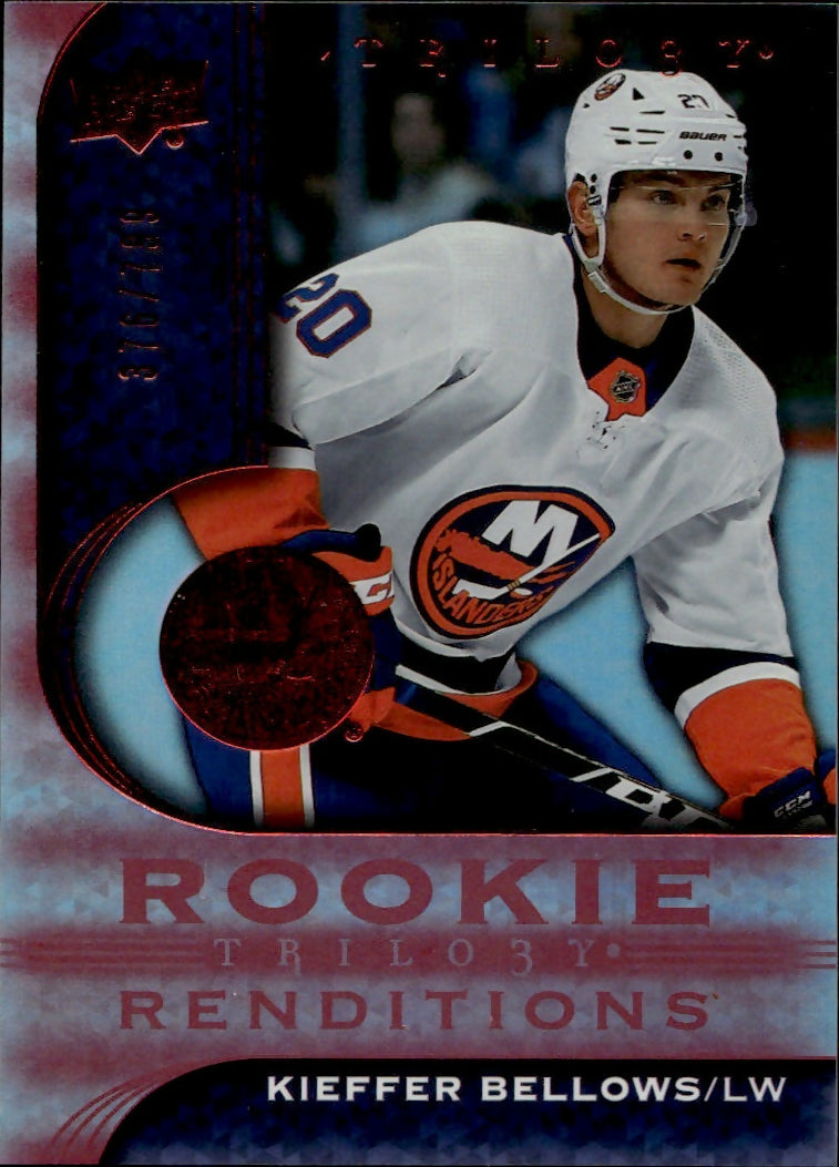 2020-21 Upper Deck Trilogy Hockey - Rookie Renditions - Red Foil :799 #RR-22 Kieffer Bellows - New York Islanders - A