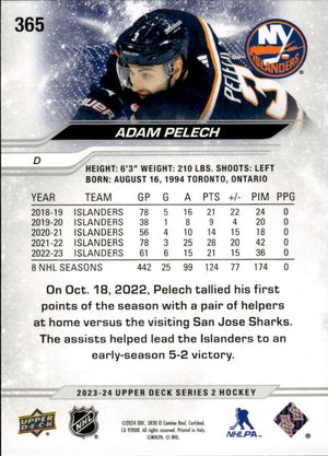 2023-24 Upper Deck Series 2 Hockey - Base #365 Adam Pelech - New York Islanders