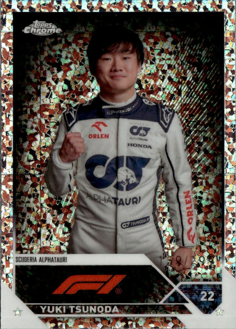 2023 Topps Chrome Formula 1 Base #55 - F1 Drivers - Refractor - Mini Diamond :299 Yuki Tsunoda - Scuderia Alphatauri - A
