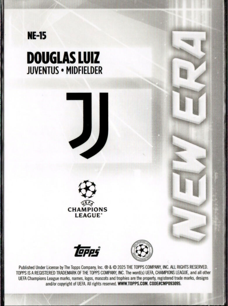 2024-25 Topps UEFA Club Competitions - New Era #NE-15 Douglas Luiz - Juventus - B