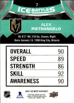 2021-22 Upper Deck MVP Hockey - Base - Ice Battles #7 Alex Pietrangelo - Vegas Golden Knights