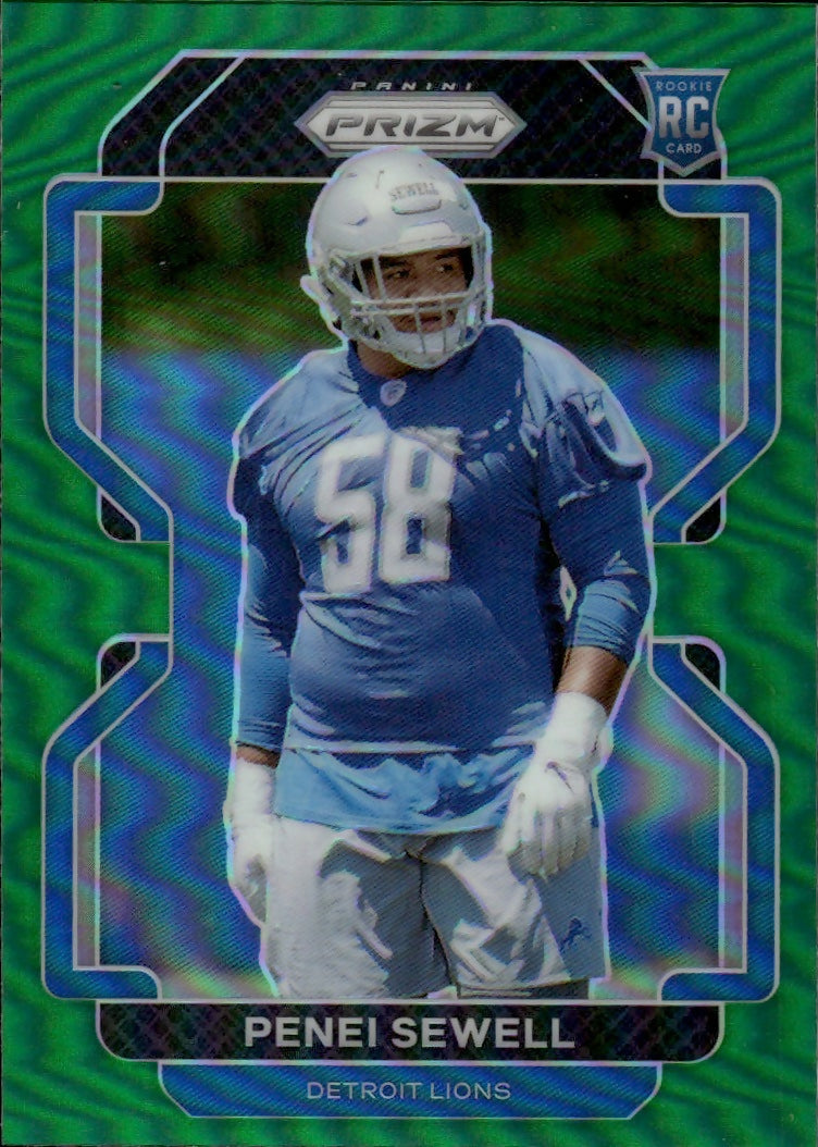 2021 Panini Prizm Football Base - Green Prizm #429 Penei Sewell RC Detroit Lions - A