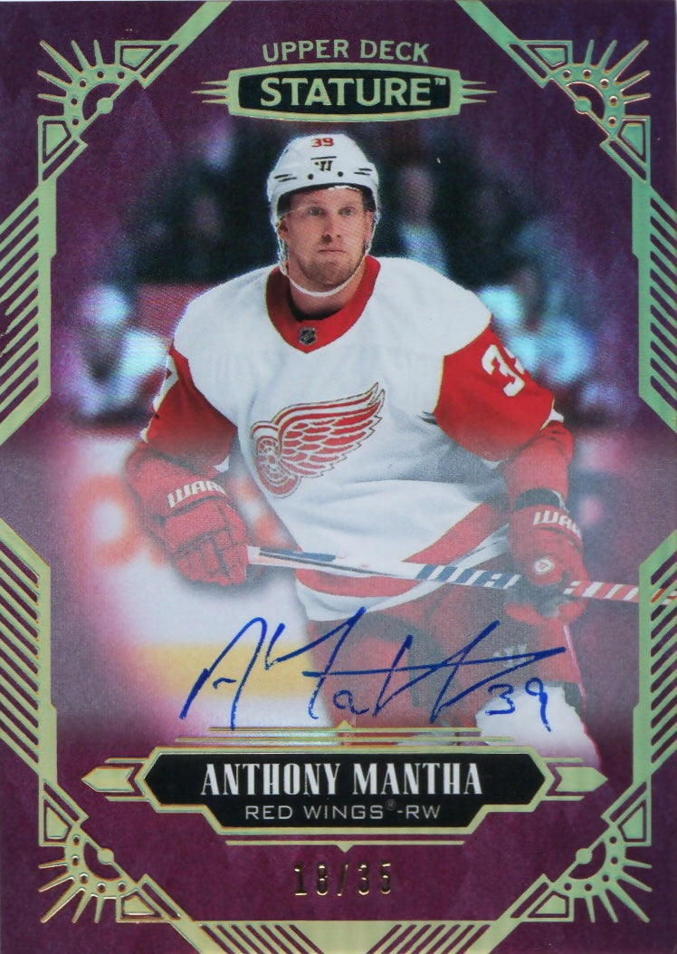 2020-21 Upper Deck Stature - Base - Red Autographs :35 #44 Anthony Mantha - Detroit Red Wings - A