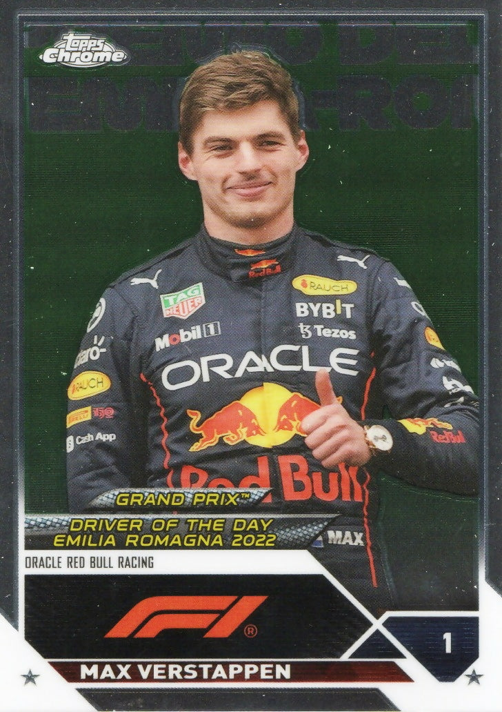 2023 Topps Chrome Formula 1 Base #169 - Grand Prix Driver Of The Day Max Verstappen - Oracle Red Bull Racing - A
