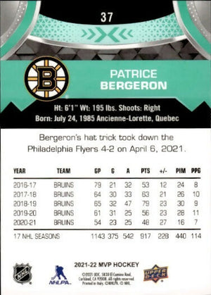 2021-22 Upper Deck MVP Hockey - Base #37 Patrice Bergeron - Boston Bruins