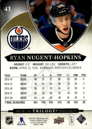 2018-19 Upper Deck Trilogy Hockey - Base #43 Ryan Nugent-Hopkins - Edmonton Oilers