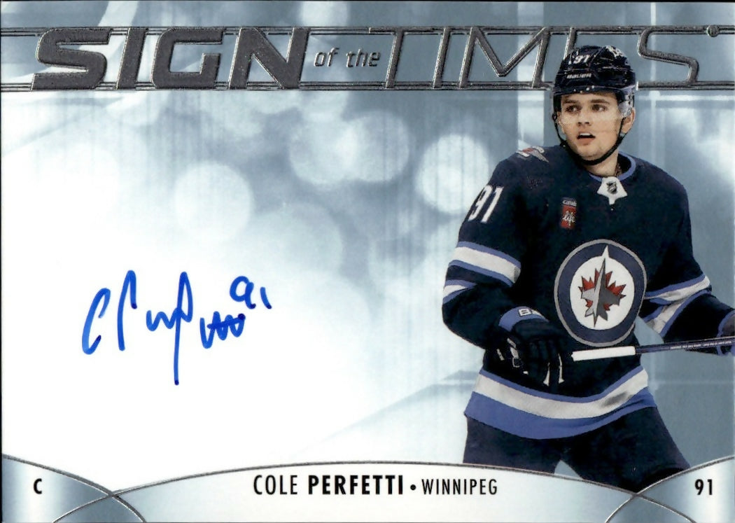 2023-24 Upper Deck SP Authentic Hockey - Sign Of The Times #SOTT-PE Cole Perfetti - Winnipeg Jets - A