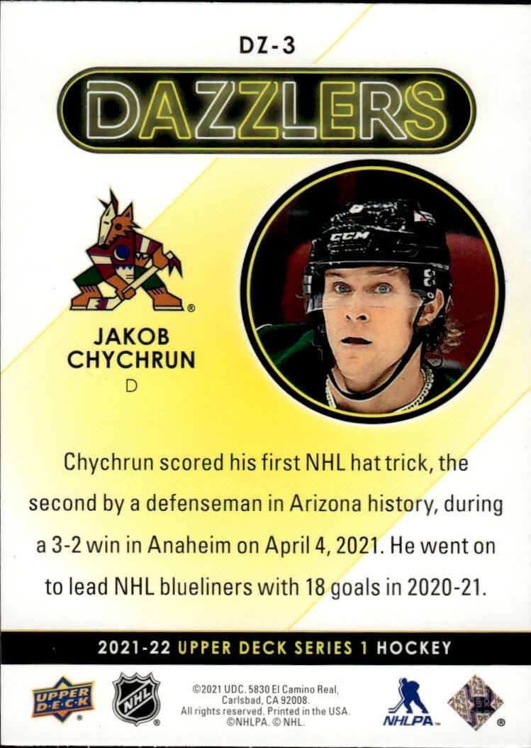 2021-22 Upper Deck Series 1 - Dazzlers - Green #DZ-3 Jakob Chychrun - Arizona Coyotes - B