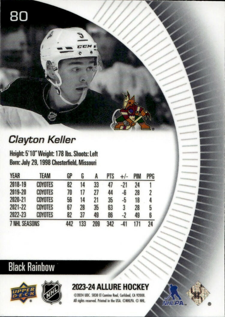 2023-24 Upper Deck Allure Hockey - Base - Black Rainbow #80 Clayton Keller - Arizona Coyotes - B