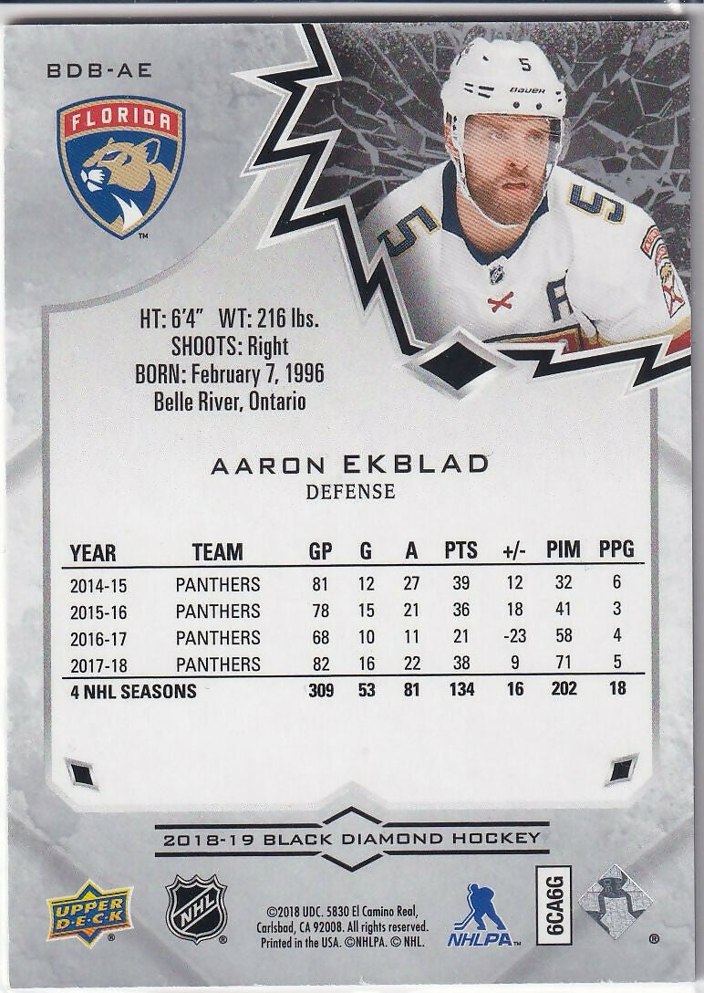 2018-19 Upper Deck Black Diamond #BDB-AE Aaron Ekblad Florida Panthers