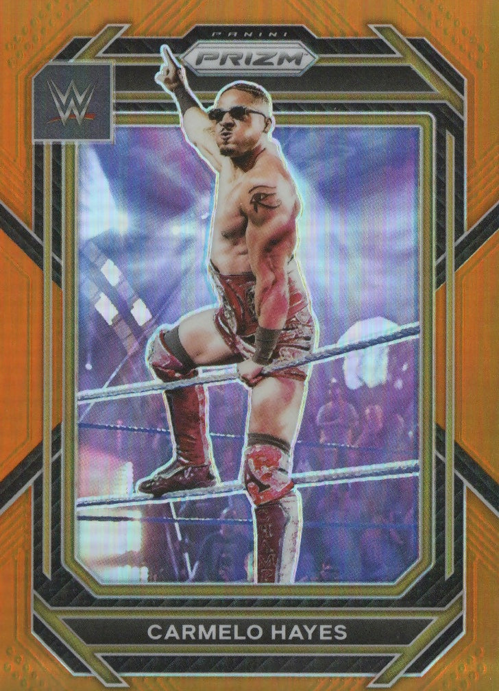 2023 Panini Prizm WWE - Base - Orange Prizm /99 #191 Carmelo Hayes