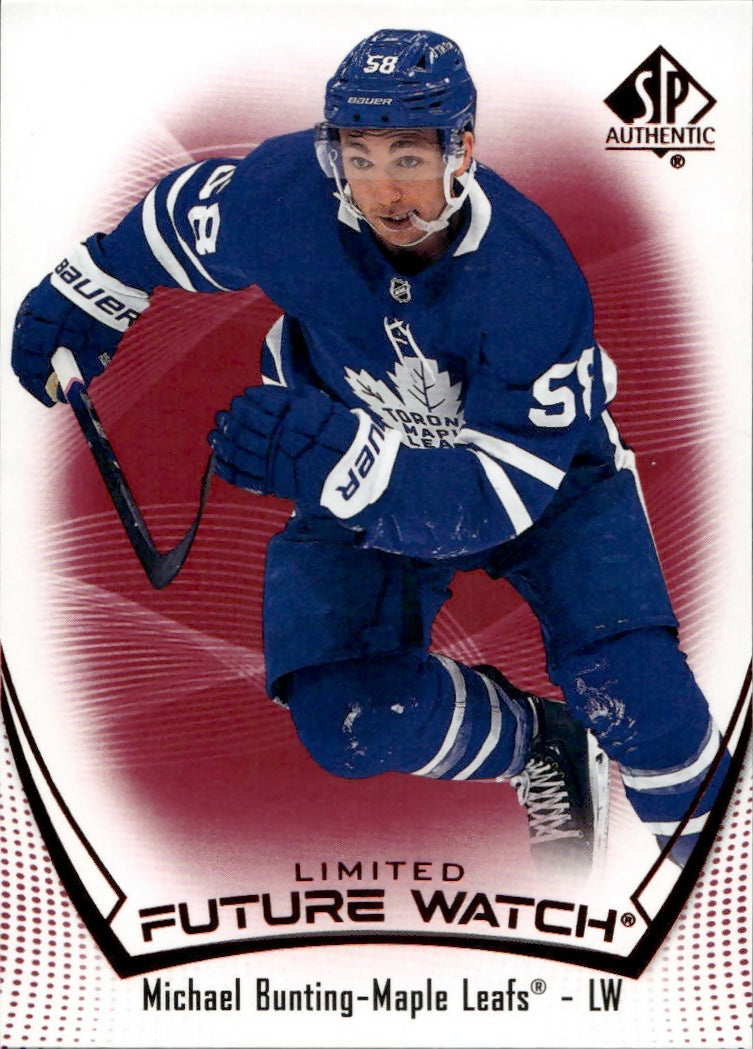 2021-22 Upper Deck SP Authentic Hockey - Base - Future Watch - Limited Red #171 Michael Bunting - Toronto Maple Leafs - A