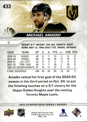 2023-24 Upper Deck Series 2 Hockey - Base #433 Michael Amadio - Vegas Golden Knights