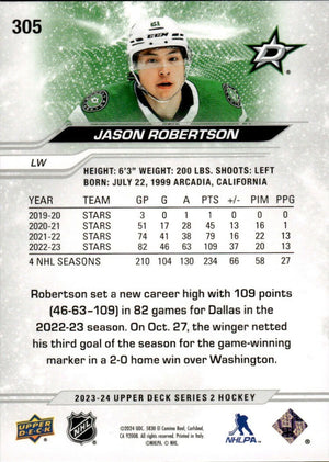 2023-24 Upper Deck Series 2 Hockey - Base #305 Jason Robertson - Dallas Stars