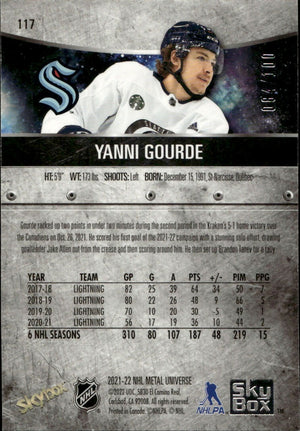 2021-22 Upper Deck Skybox Metal Universe Hockey - Base - Precious Metal Gems :100 #117 Yanni Gourde - Seattle Kraken - B