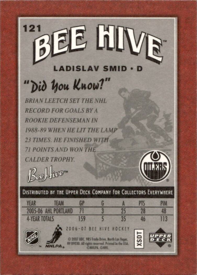2006-07 Upper Deck - Bee Hive Hockey - Base - Red #121 Ladislav Smid - Edmonton Oilers - B