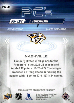 2023-24 Upper Deck Series 2 Hockey - Pc's #PC-31 Filip Forsberg - Nashville Predators