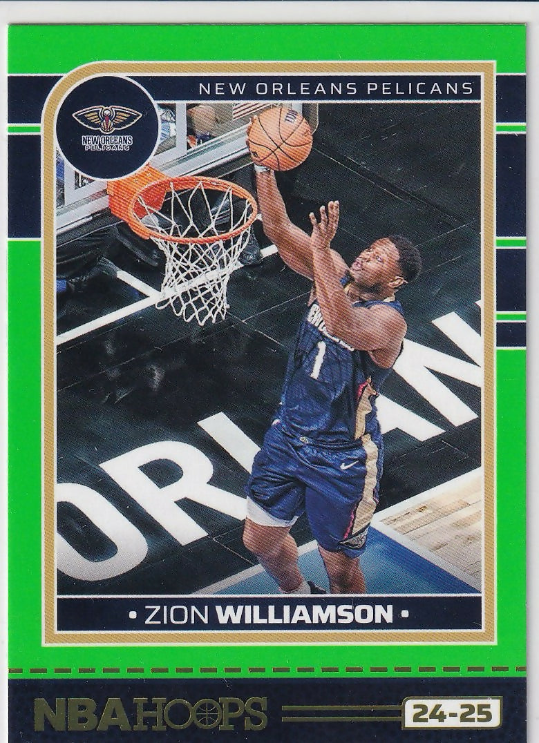 2024-25 Hoops Neon Green Flood #34 Zion Williamson New Orleans Pelicans