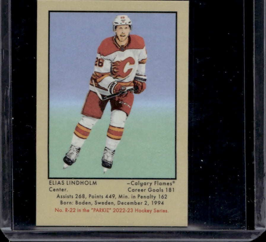 2022-23 Upper Deck Parkhurst Champions - 51 Retros #R-22 Elias Lindolm - Calgary Flames - A