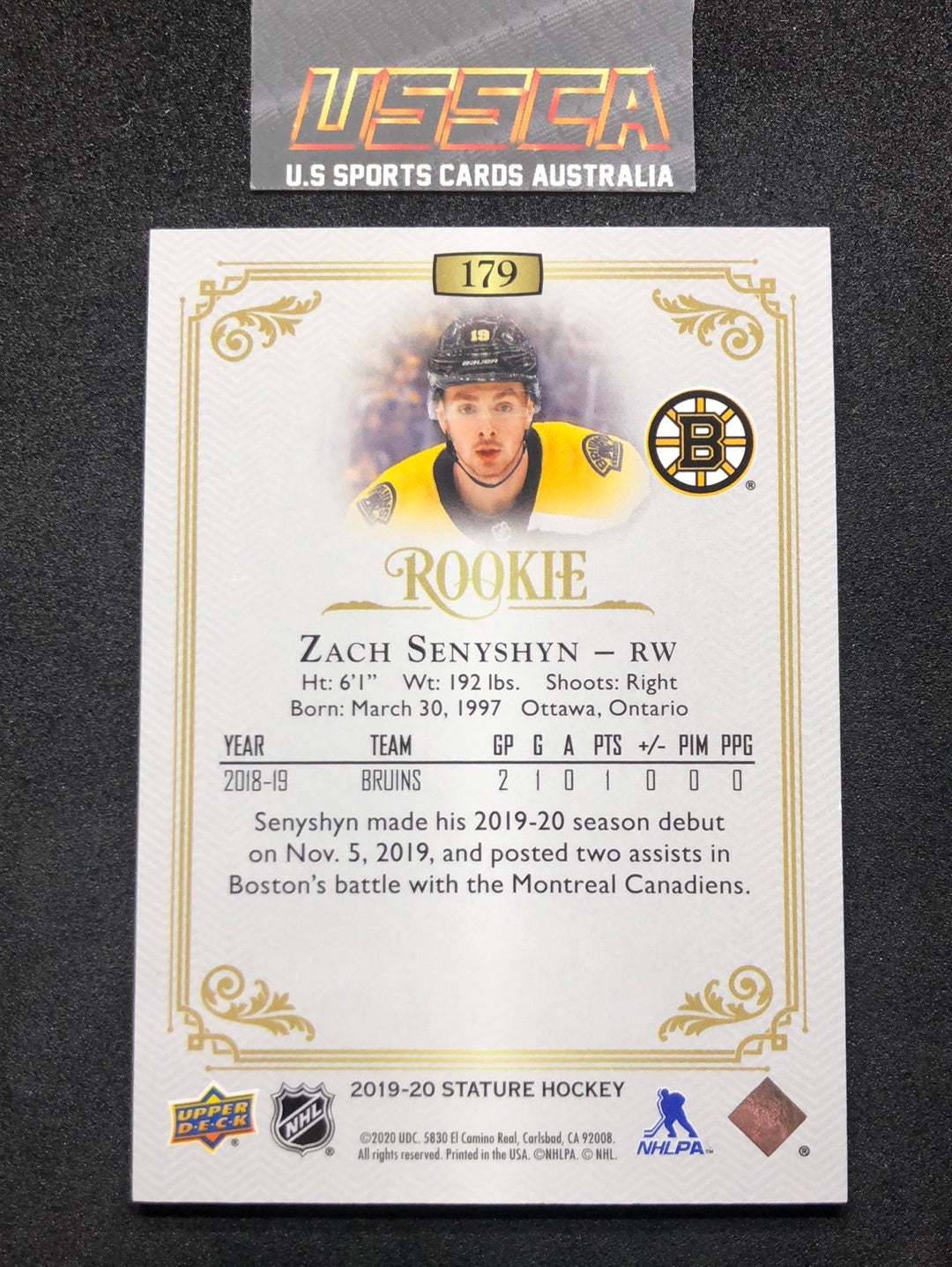 2019-20 Upper Deck Stature Hockey - [Base Rookie] #179 - 272/399 - Zach Senyshyn - Boston Bruins