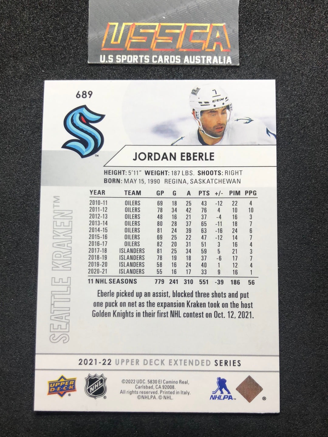 2021-22 Upper Deck Extended Series #689 Jordan Eberle - Seattle Kraken