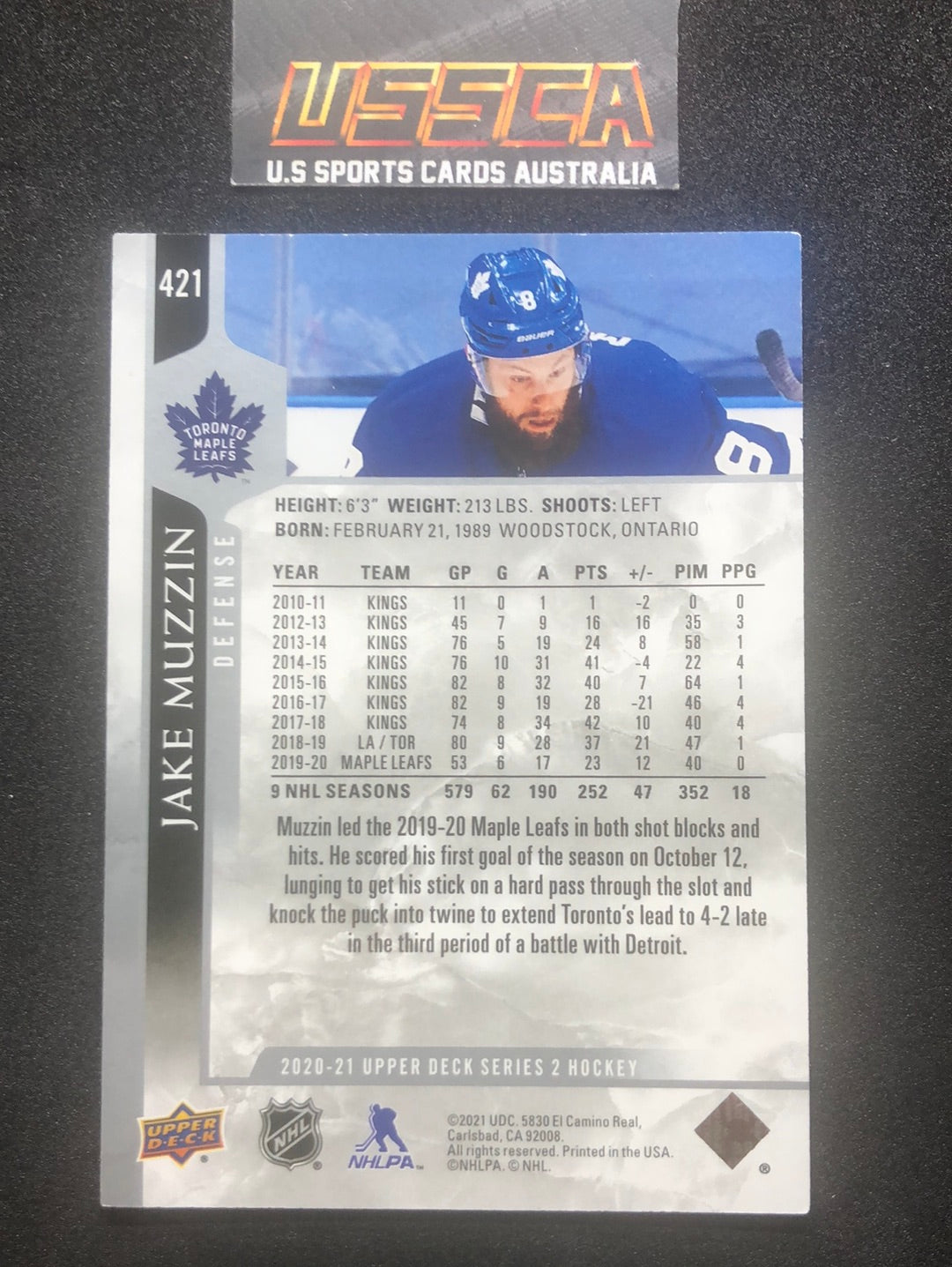 2020-21 Upper Deck Extended Series #421 Jake Muzzin - Toronto Maple Leafs