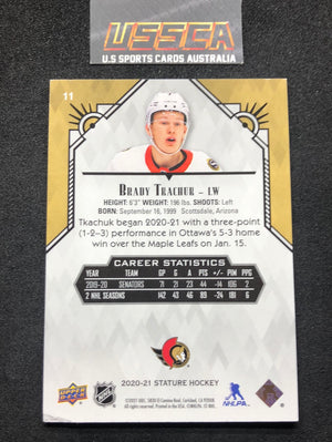 2020-21 Upper Deck Stature Hockey - [Base Green] #11 - 130/175 - Brady Tkachuk - Ottawa Senators