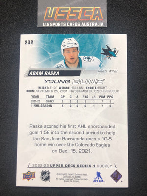 2022-23 Upper Deck Series One #232 - Young Guns - Adam Raska - San Jose Sharks