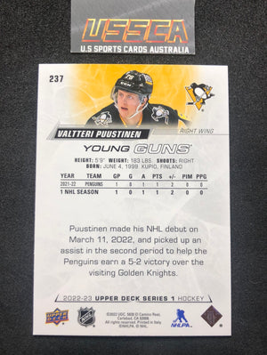 2022-23 Upper Deck Series One #237 - Young Guns - Valtteri Puustinen - Pittsburgh Penguins