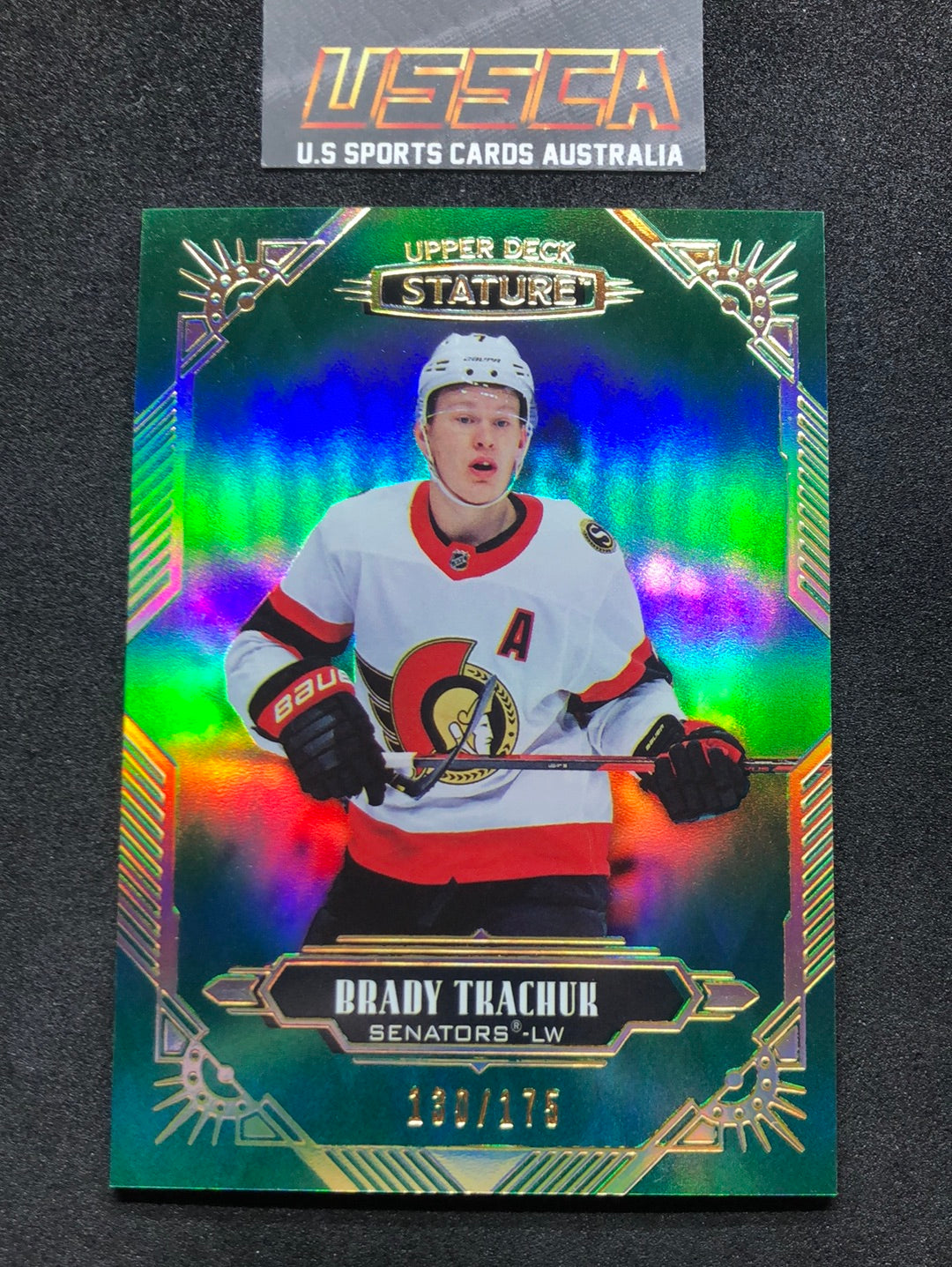 2020-21 Upper Deck Stature Hockey - [Base Green] #11 - 130/175 - Brady Tkachuk - Ottawa Senators