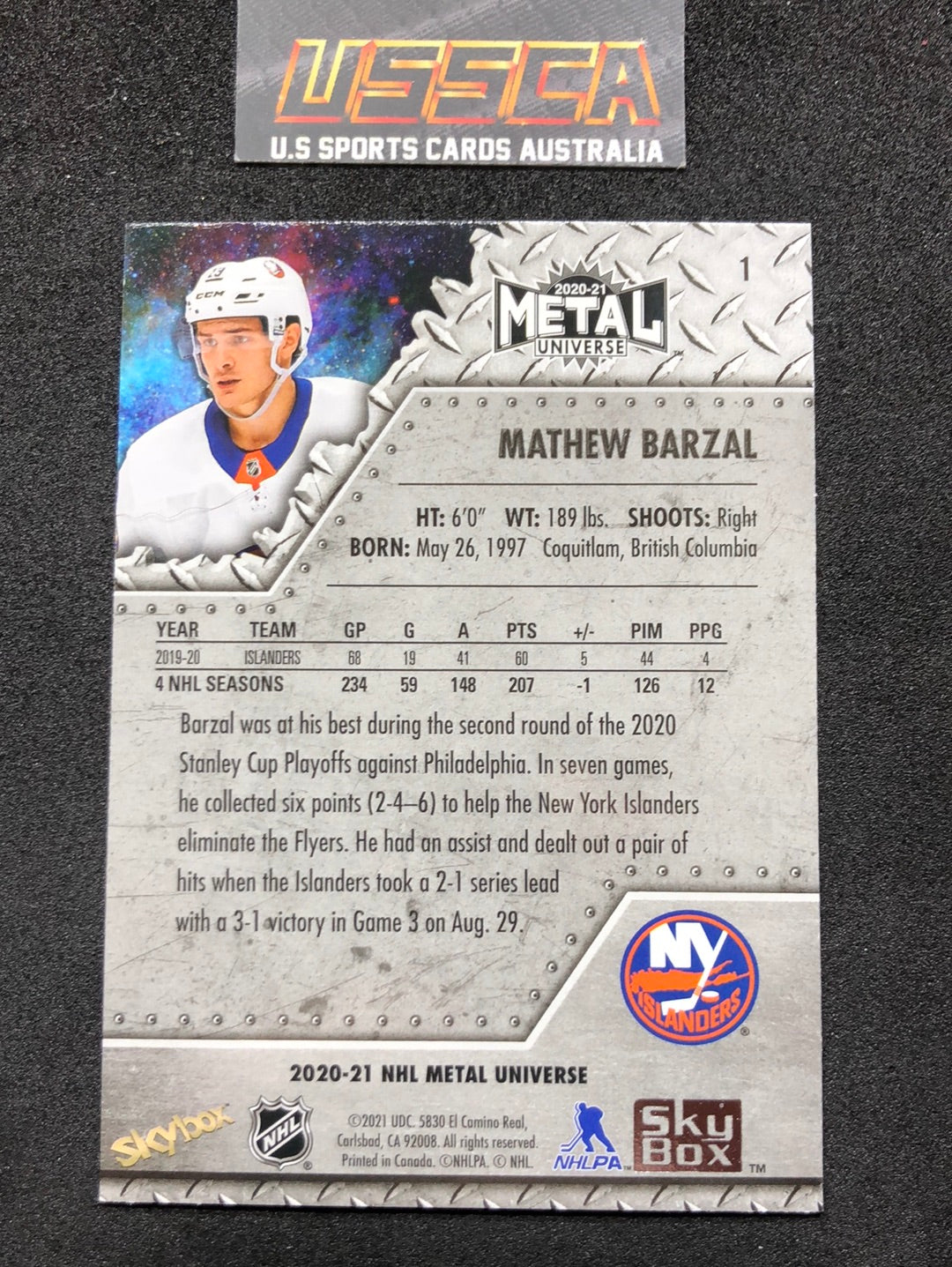 2020-21 Upper Deck Skybox Metal Universe - [Base] #1 - Matthew Barzal - New York Islanders