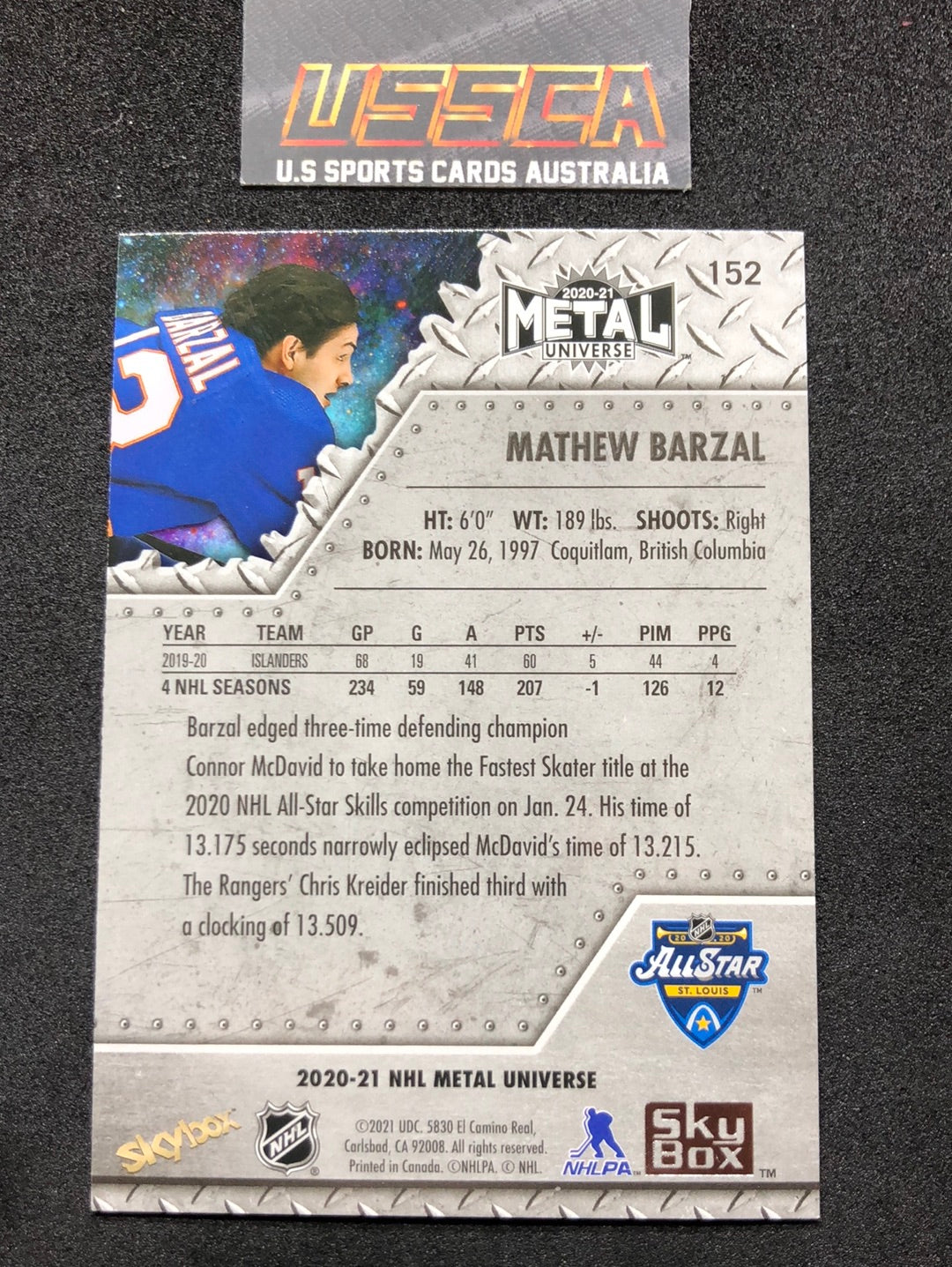 2020-21 Upper Deck Skybox Metal Universe - [Base Blue Spectrum] #152 - Mathew Barzal - New York Islanders