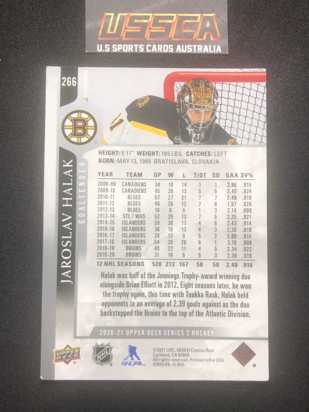 2020-21 Upper Deck Series Two #266 Jaroslav Halak - Boston Bruins