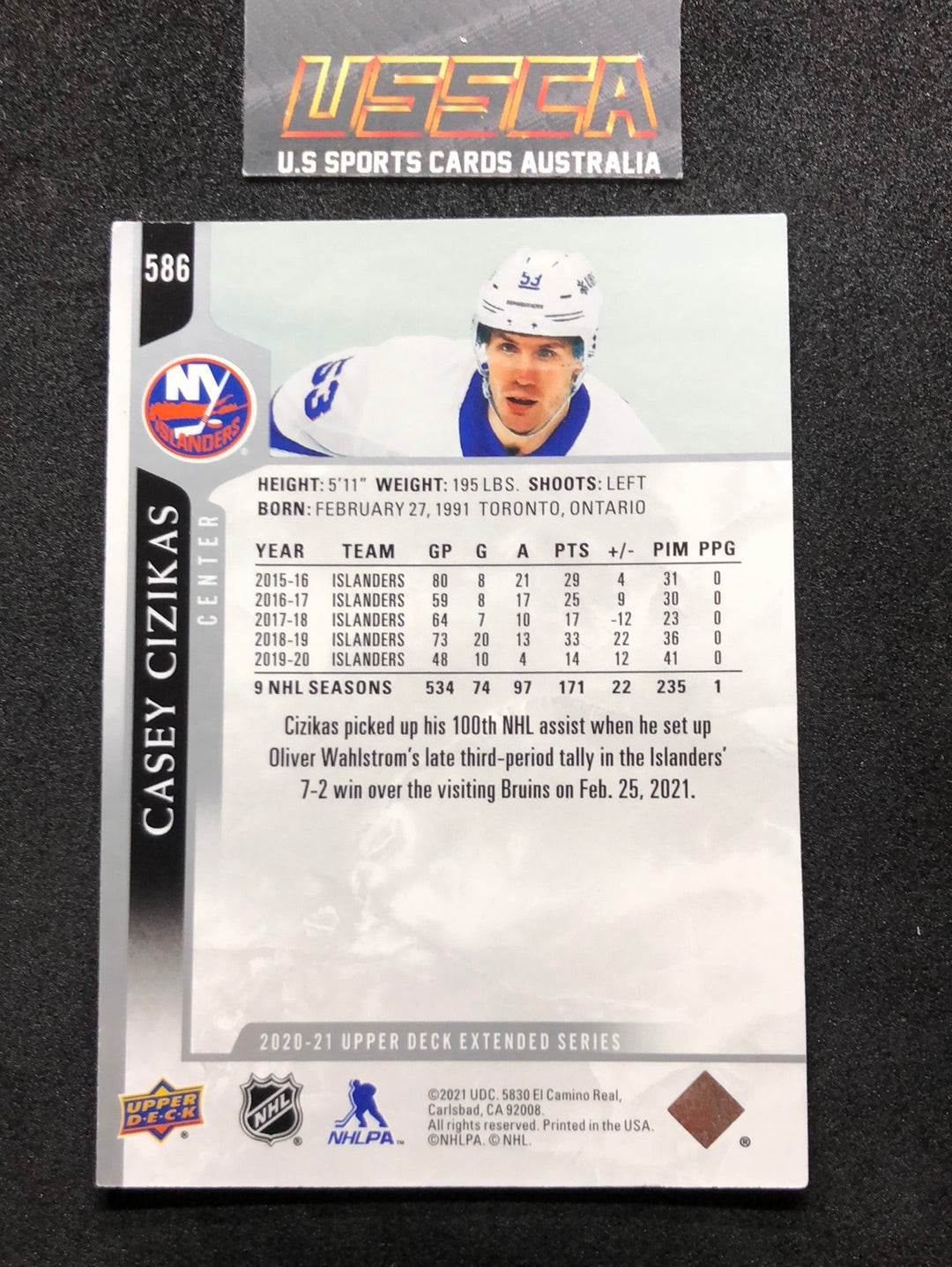 2020-21 Upper Deck Extended Series #586 Casey Cizikas - New York Islanders